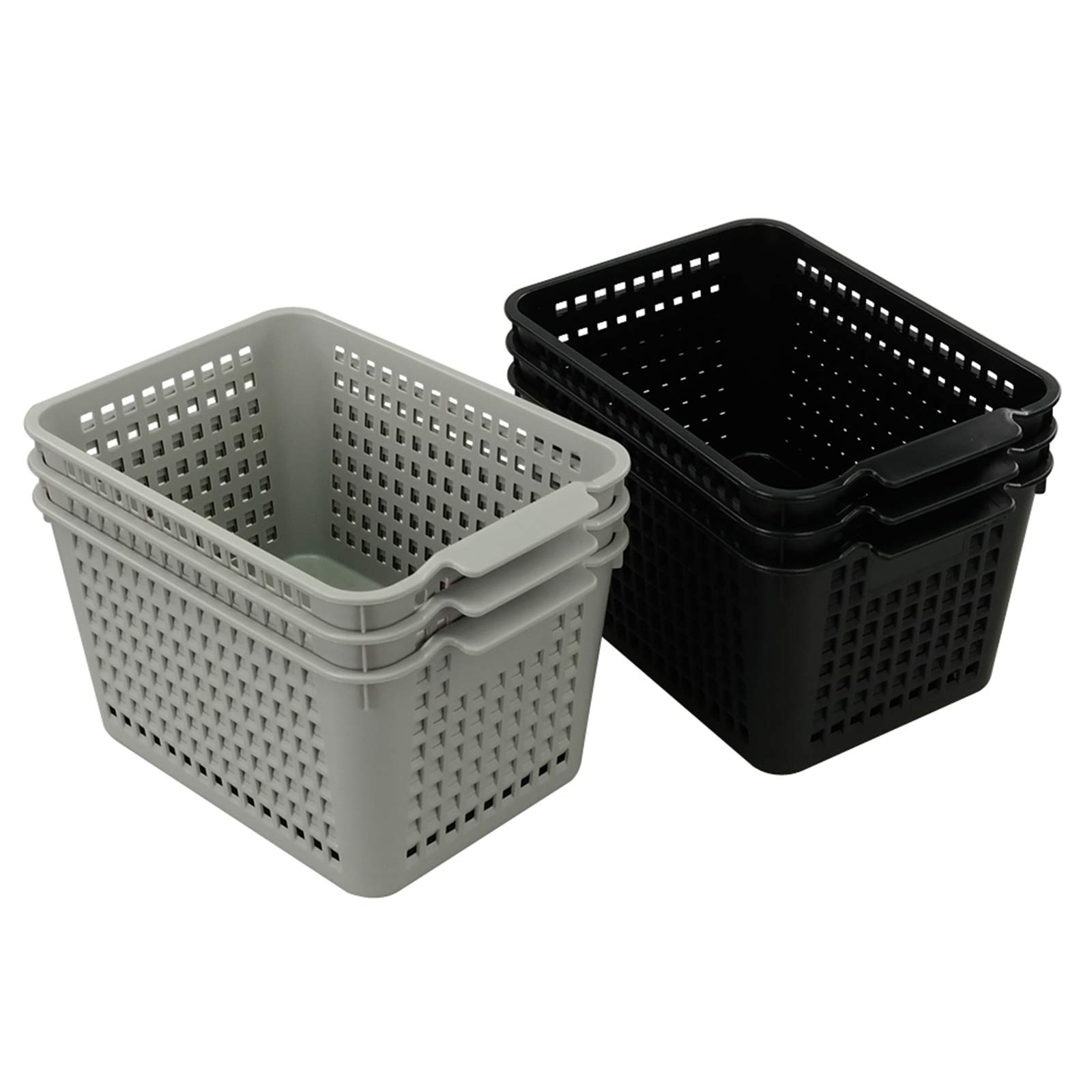 Vababa 6-Pack Plastic Storage Basket, Storage Bins for Pantry