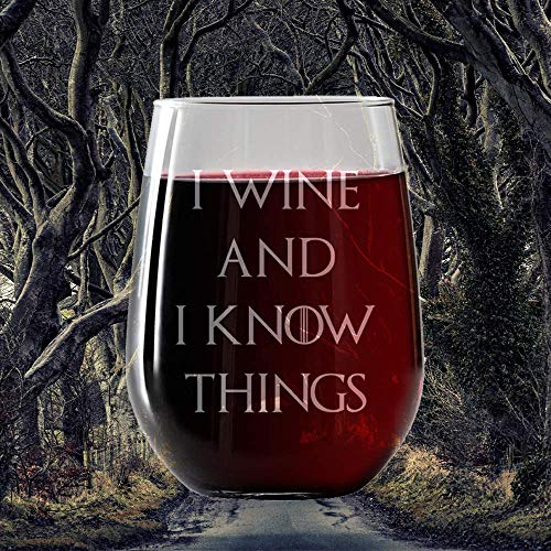 Wine Glasses Set of 4, Stemless Wine Glasses 17oz | Inspired by Game of Thrones | Engraved- Drinkware | Funny Novelty gifts for Men and Women - Made in USA. Includes free Wine Food Pairing Card - Thumbnail 4