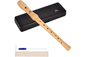 Eastrock Recorder Instrument for Adults Beginners Maple Wood C Key Soprano Recorder German Style 2 Piece With Hard Case
