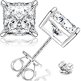 Tunzug Moissanite Stud Earrings 0.8-3 Carat Princess Cut D Color VVS1 Clarity Lab Created Moissanite Earrings 18K Gold Plated 925 Sterling Silver Earrings for Men Women