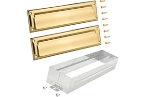NUK3Y PRODUCTS K3 "Nuk3y Solid Brass Mail Slot with Double Flap and Sleeve (Polished Brass, 13"" x 3.625"")"