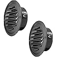 OGANAZI 2 PCS 4 Inch Stainless Steel Air Vents Round Black Soffit Vent Cover Air Vent Flat Ducting Air Outlet with Built-in Fine Mesh for Kitchen, Bathroom, Garage, Office and Warehouse Ventilation