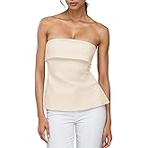 Strapless Tube Tops for Women Backless Going Out Bandeau Top Sexy Trendy Off Shoulder Side Split Summer Bustier Tops