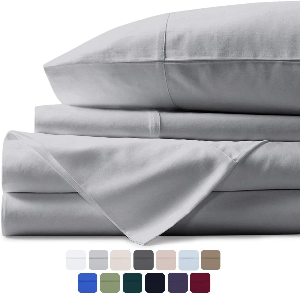 Mayfair Linen 100% Egyptian Cotton Sheets, Ivory Queen Sheets Set, 600 Thread Count Long Staple Cotton, Sateen Weave for Soft and Silky Feel, Fits Mattress Upto 18'' DEEP Pocket: Home & Kitchen
