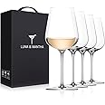 LUNA & MANTHA White Wine Glasses Set of 4, Crystal Wine Glasses with Stem, Hand Blown 14oz, Perfect for Red，White Gift Packaging for Daily Use, Wedding Anniversary or Birthday