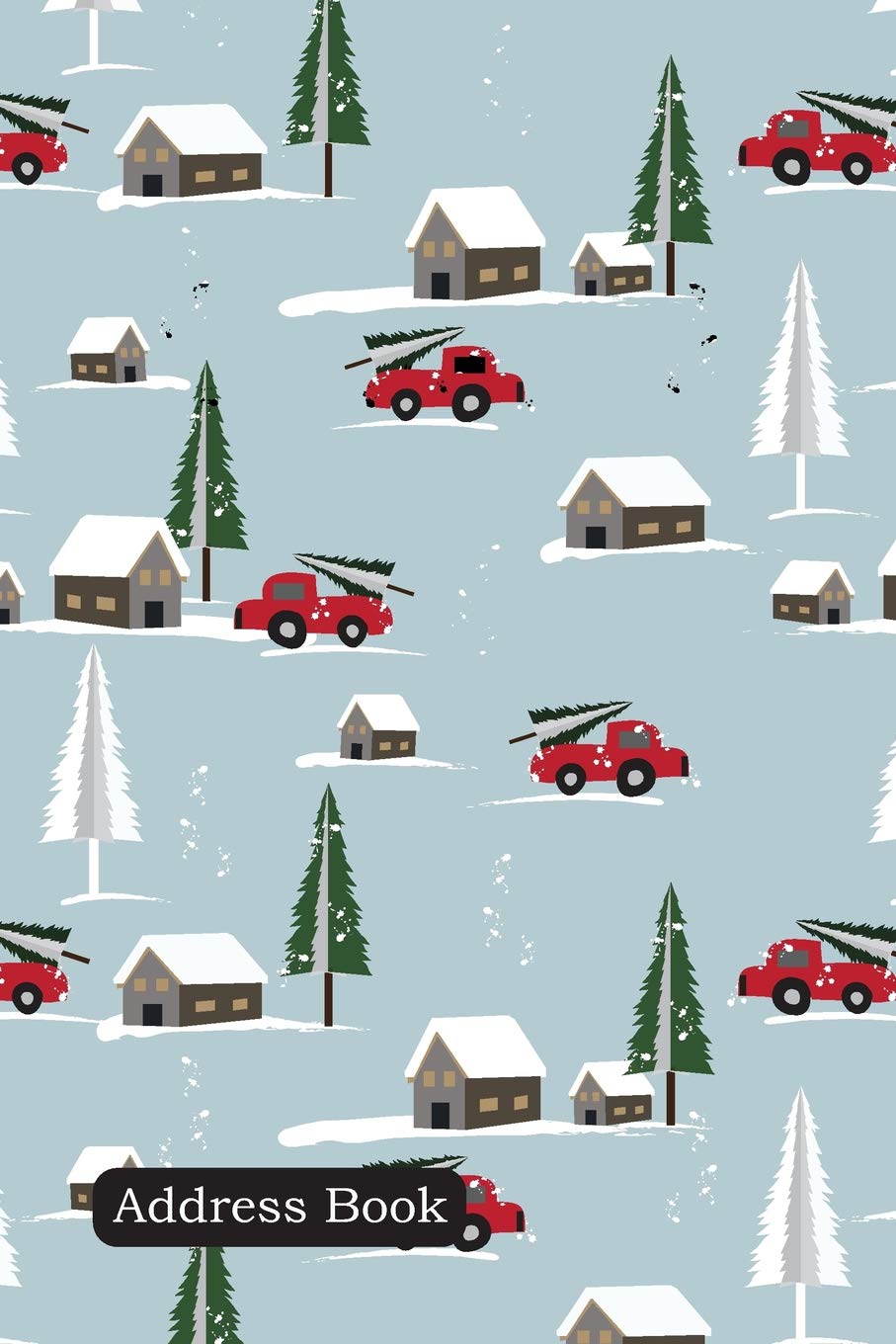 Address Book: Include Alphabetical Index With Christmas seamless pattern with cute home town cover