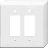 ENERLITES 2-Gang White Oversize Decorator Switch Outlet Wall Plate, 5 Pack | Size 5.5" x 5.5", Fits light switch/outlet/receptacle, Gloss Finish, Unbreakable Polycarbonate, UL Listed