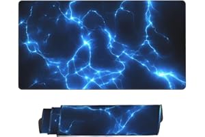 Xiso Ver Blue Lightning Large Gaming Mouse Pad 29.5 x 15.8 in Keyboard Mouse Mat Desk Keyboard Pad for Work, Office, Play, Ho