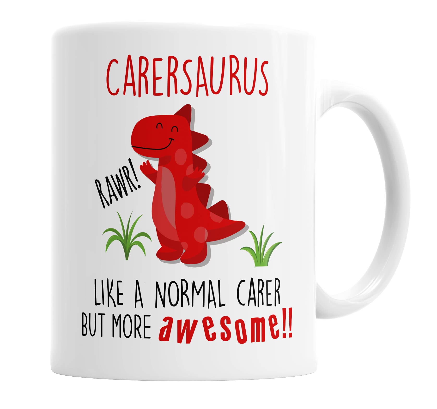 Carersaurus Mug Carer Dinosaur Cup for Fathers Day Birthday Christmas Funny Mug Present for Carer
