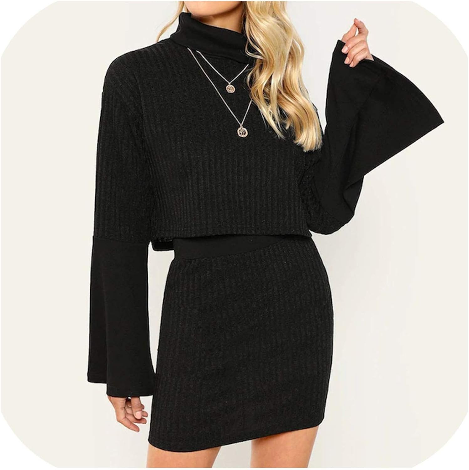 crop top sweater and skirt set