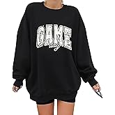 BEIDEFY Game Day Sweatshirt for Women Oversized Football Sweatshirts Football Mom Crewneck Long Sleeve Pullover Tops