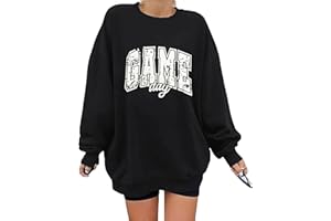 BEIDEFY Game Day Sweatshirt for Women Oversized Football Sweatshirts Football Mom Crewneck Long Sleeve Pullover Tops