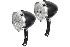 DECHOUS 2pcs Vintage Style Rotating Retro Bicycle Headlights with Fork Mount, Waterproof Bike Front Light
