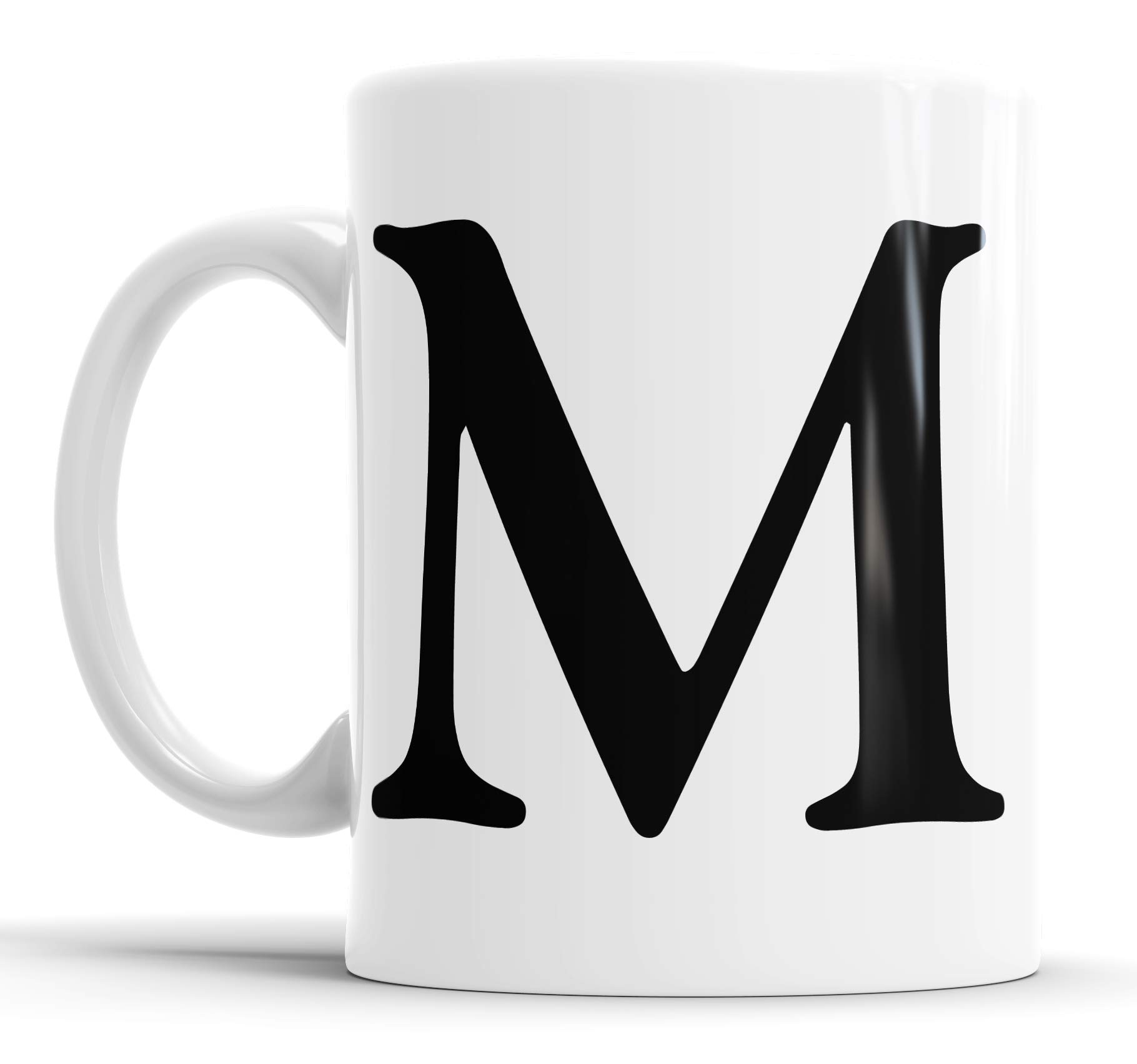Faithful Prints Alphabet Mug Letter Mugs Initial Coffee Cup Birthday Fathers Day Gift (Letter M)