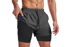 Muscle Killer Men's 2 in 1 Running Shorts Quick Dry Gym Athletic Shorts with Liner Workout Short for Men with Pockets