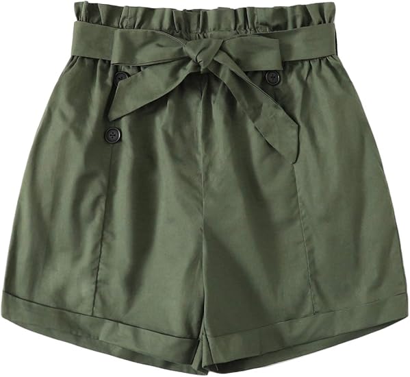 army green paperbag shorts