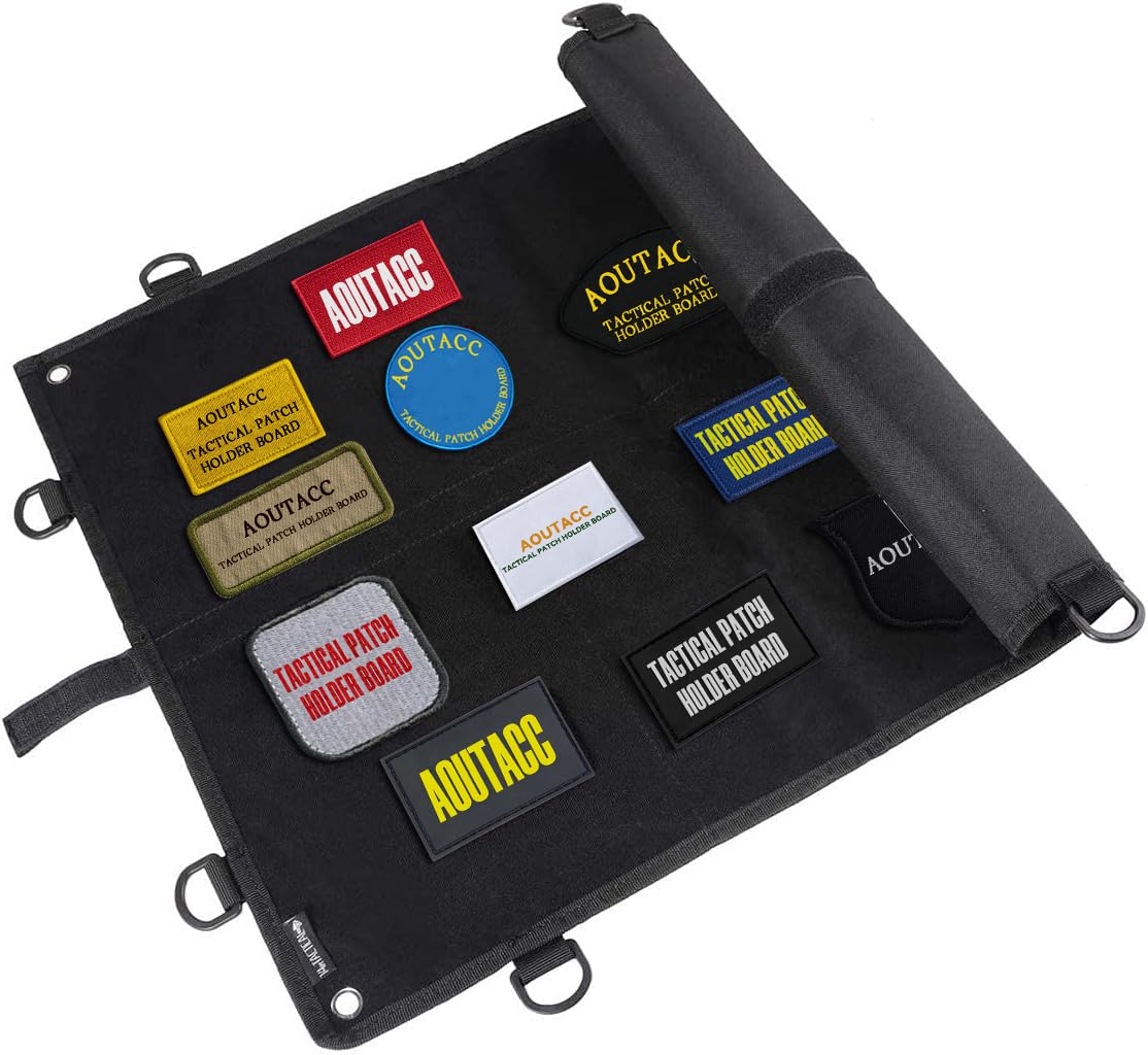 Tactical Military Patch Holder Board Hook & Loop Morale Patch Panel (60x45cm, Black)