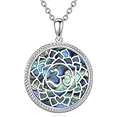 Grmdit OM Necklace 925 Sterling Silver Lotus Pendant Om Buddha Jewelry Gifts for Women