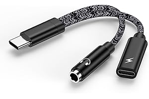 iPhone 17 Headphone Adapter, 2-in-1 USB C to 3.5mm Audio Aux Jack with PD 60w Fast Charging Adapter Splitter Dongle for Apple