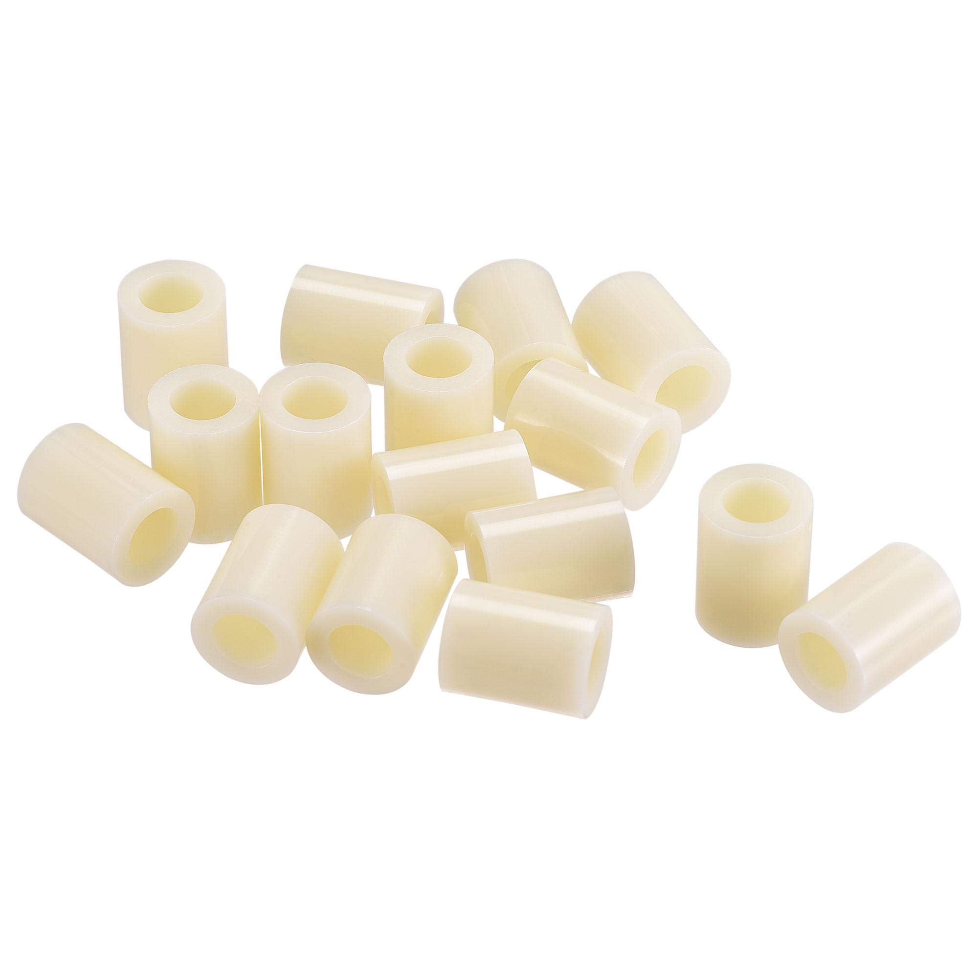 sourcing map ABS Round Spacer Washer ID 8.2mm OD 14mm Length 18mm Plastic Standoff for 3D Printer, TV Wall Mounting, Electrical Outlet, Beige, 50Pcs
