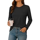 NEYOUQE Womens Fall Loose Plain Long Sleeve T Shirts Basic Tees Shirt Pocket Casual Comfy Tops Trendy T-Shirts(S-XXL)