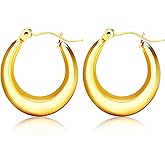 BONJOULRY Dainty Gold Huggie Hoop Earrings Dangle Drop 18K Gold Filled Chunky Dangling Earrings Hypoallergenic Earrings with CZ Dainty Earrings for Women