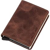 SECRID - Slim Wallet Genuine Vintage Leather RFID Safe Card Case for max 12 Cards (Brown)