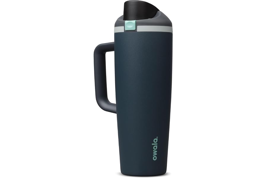 Owala FreeSip Tumbler Stainless Steel Water Bottle 30 oz Foggy Tide | Triple-Layer Insulation | Leak-Proof Lid with Push-Button | Double Threaded Lid for Left and Right Handed Drinking
