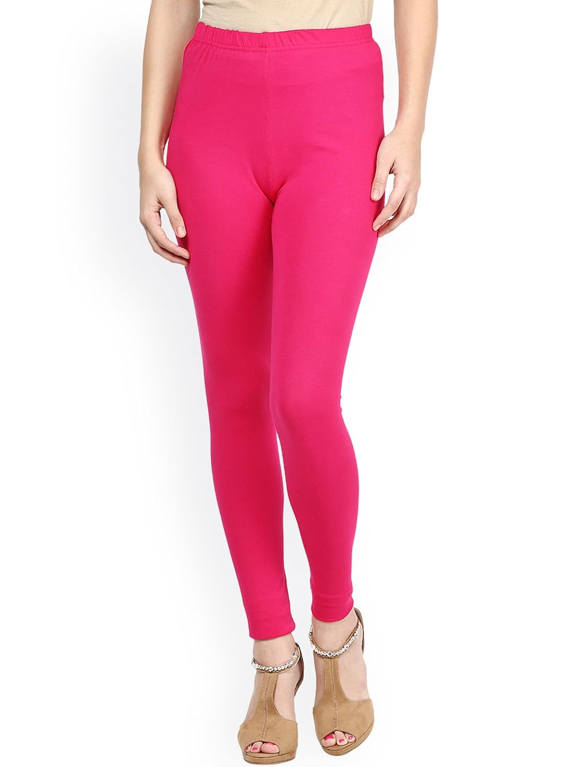 fashglam women premium ankle length leggings - combo - orange,hot pink