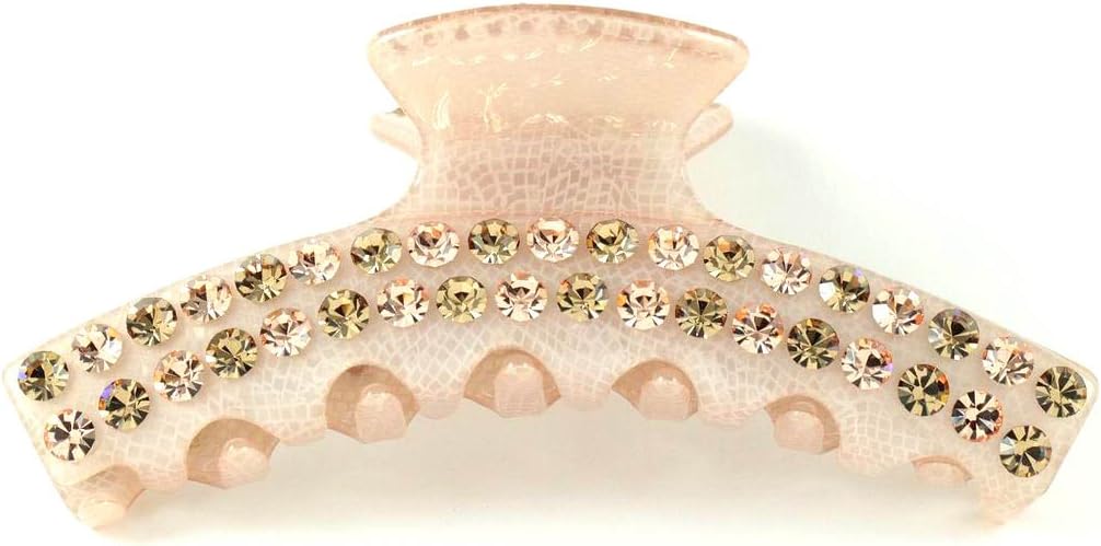 Shiny Champagne Austrian Rhinestone Hair Clamp Claw Clip Barrette Jewelry C12003c
