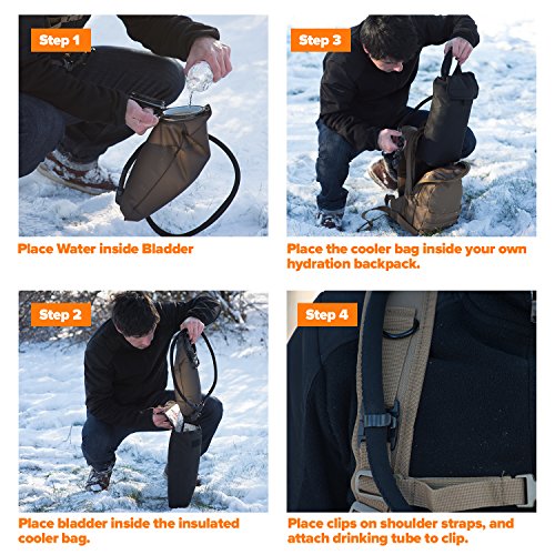 Diaz Sport 3L Hydration Pack Water Bladder Reservoir - Includes Insulated Cooler Bag & Free Clips to Hold Drinking Tube - Tasteless, Leakproof, TPU, BPA-Free, Quick Release & Shutoff Valve