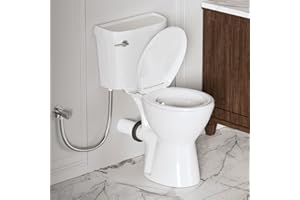 MACERATINGFLO 19" ADA-Compliant Rear Flush Toilet with Two Extension Pipes, Tall Toilet Bowl & Comfort Height Seat For Bathroom, P-trap Design & 1.28GPF, Easy Installation