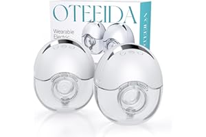 OTEEIDA Hands Free Breast Pump Wearable MY-375 - Strong Suction, Low Noise, Wearable Breastfeeding Pump with 4 Mode &12 Levels, Portable Electric Breast Pump 24mm - 17/19/21/Insert/Flange, 2 Pack (White)