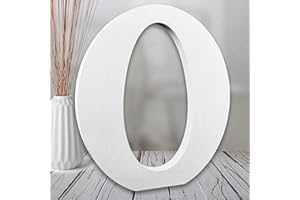 AOCEAN 8 Inch White Wood Letters, Unfinished Wooden Letters for Wall Decor Decorative Standing Letters Slices Sign Board Decoration for Craft Home Party Projects (O)