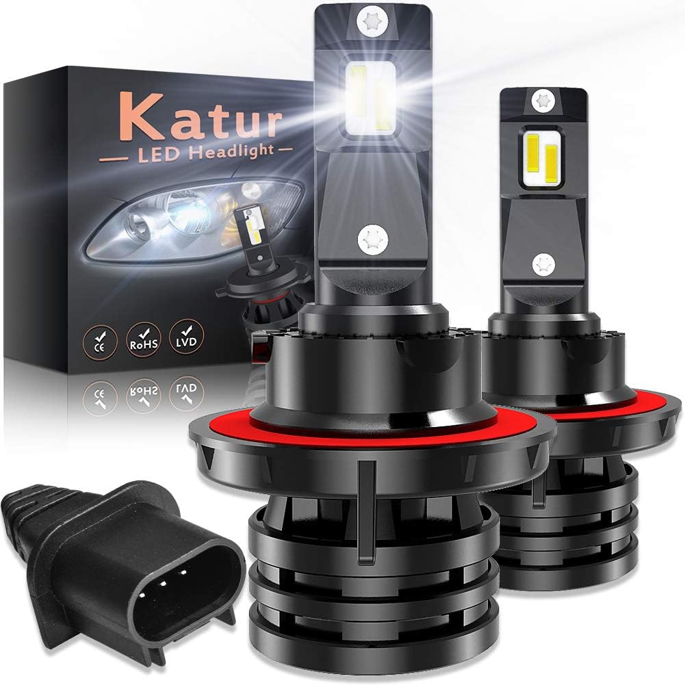KaTur H13 9008 Hi/Lo Beam Led Headlight Bulbs Mini Design Upgraded CREE
