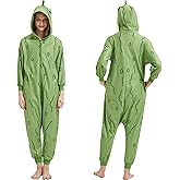 CUTTUECD Adult Pickle Onesie Cucumber Costume, Halloween Fruit & Vegetable Cosplay One-Piece for Women and Men