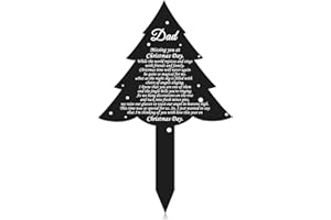 Wesiti Christmas Grave Decorations for Cemetery Dad Grave Plaque Stake Marker Sympathy Garden Metal Memorial Plaques Waterproof Stake for Father Cemetery Yard Outdoor Decoration