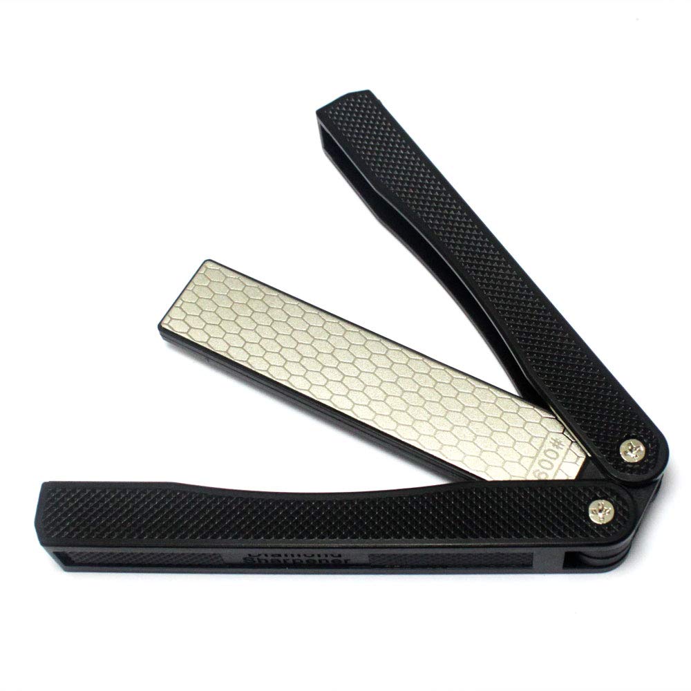 Oudtinz 400/600 Grit Pocket Knife Sharpener Folding Diamond Knife Sharpener Double-Sided Sharpening Stone for Outdoor Camping Garden Kitchen