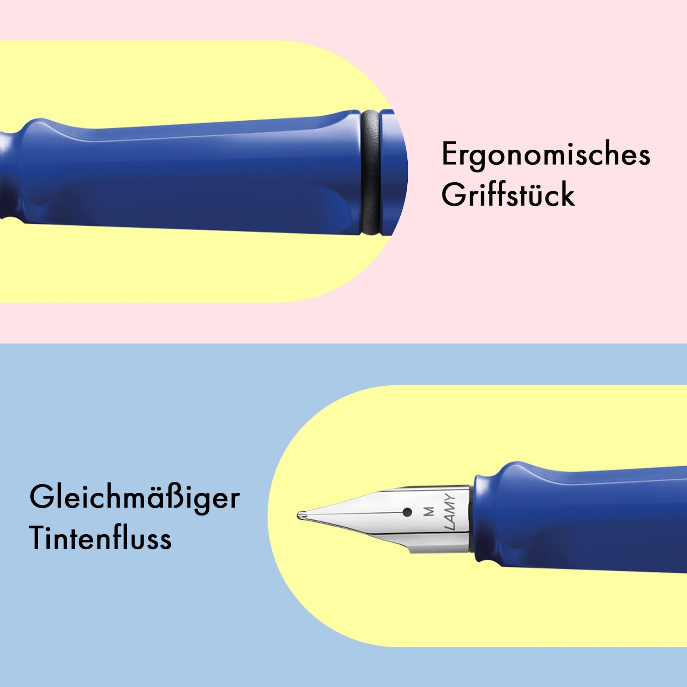 Lamy safari blue Füller - Füllhalter mit ergonomischem Griff & polierter Stahlfeder in Strichbreite EF – robuster ASA-Kunststoff - inkl. Tintenpatrone T 10 blau - Rechtshänder 3