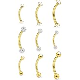 Hnxnskt Eyebrow Piercing Jewelry Surgical Steel Rook Piercings Curved Barbell Tiny Eyebrow Ring Vertical Labret Lip Jewelry Ear Navel Small Belly Button Ring for Women Men 16g 6mm/8mm/10mm