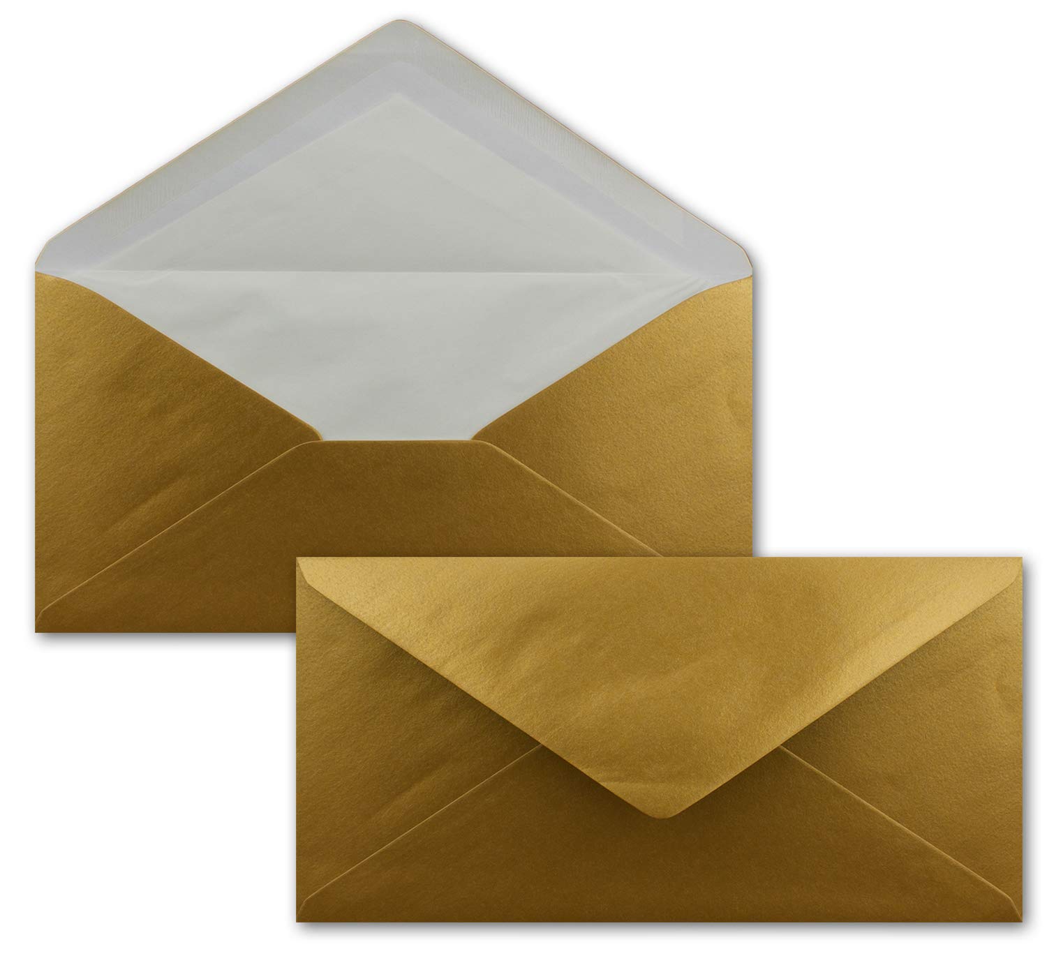 NEUSER PAPIER 50 x DIN long envelopes - gold with white silk lining - 11x22 cm - 100 g/m² - ideal for invitations, Christmas cards, greeting cards from The series Colorful