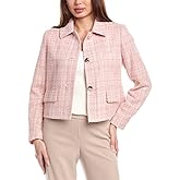 Anne Klein Womens Tweed Short JKT with Shirt Collar and Fl