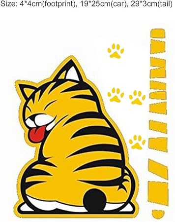 Amazon Fr Footprintse Chat Amusant Pour Le Chat Caricature De La Queue De Cygne Avec Inscription En Allemand Couleur Jaune