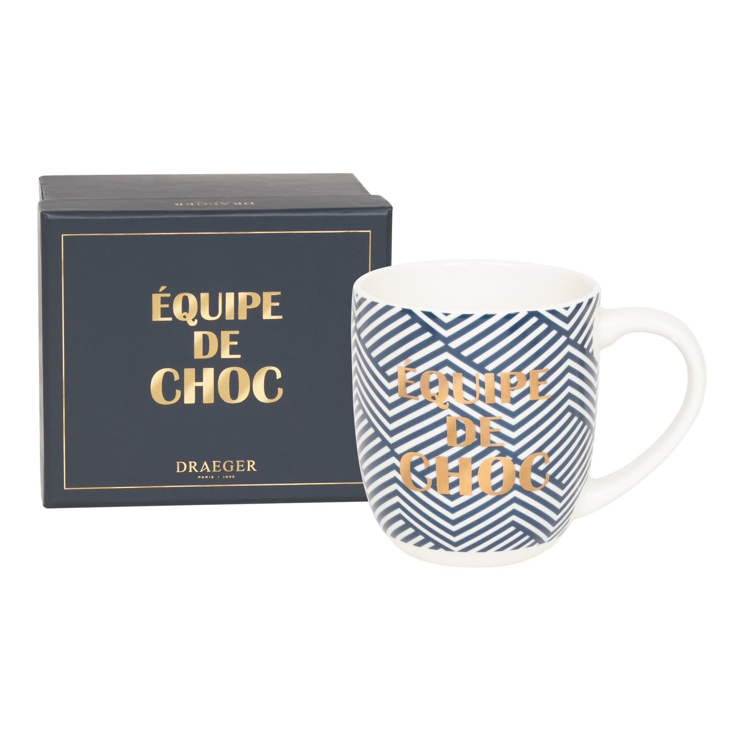 DRAEGER Paris | Blue Ceramic Mug Shock Team | Humour Mug Gift Idea Colleague Manager Boss Work Friendship Family | Coffee Mug with Gift Box