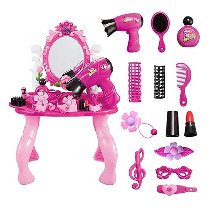Warooma Kids Make Up Kit Girls Pretend Play Toys Vanity Table Set