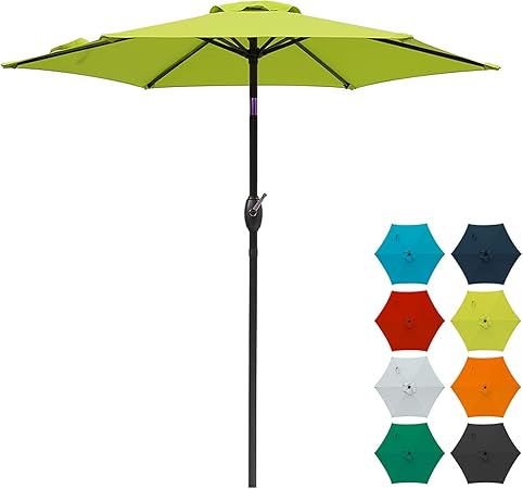 Amazon Com Sunvivi Outdoor 7 5 Ft Patio Umbrella Outdoor Market Table Umbrella With Crank 6 Ribs Polyester Canopy Lime Green Garden Outdoor