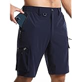 Surenow Men's Hiking Cargo Shorts with Quick Dry, Breathable Fabric, Pockets, and Zipper Closure - Blue, Size Large