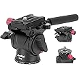 Avella Tripod Fluid Head Pan Tilt Head with Arca Type Quick Release Plate and Handle, Metal Panorama Head with Scaled Base for Compact Video Camera DSLR Camera, Load up to 6.6lb, V502