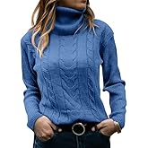 Langwyqu Womens' Turtleneck Long Sleeve Cable Knit Sweaters