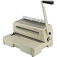 Tamerica 210PB Manual Comb Binding Machine, 20 Sheets Max. Punch Capacity, 425 Sheets Max. Bind Capacity, Adjustable Punch Depth Margin Control, Max. Punch Length 12" with Open Throat